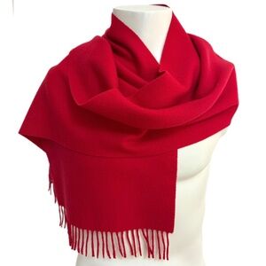 Faliero Sarti Italian Wool Scarf 🇮🇹 – Luxe Red Fringe Wrap